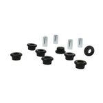 Whiteline Plus synthetic elastomer rear sway bar link bushings with protective metal plating and included grease packet.