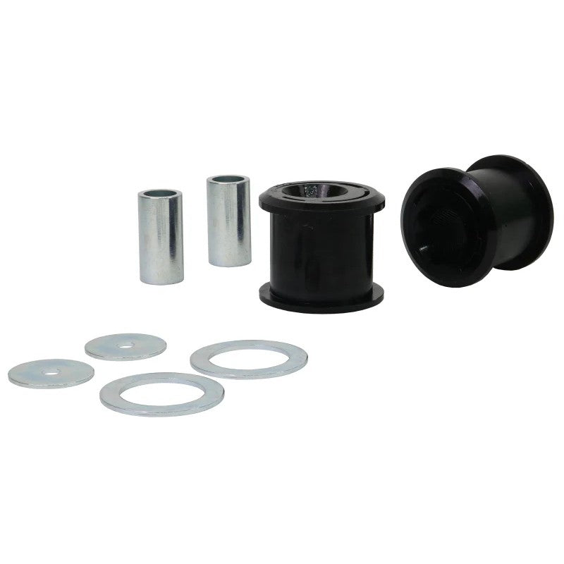 Whiteline Plus W53445 synthetic elastomer front control arm lower inner rear bushings with internal grease reservoirs.