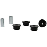 Whiteline Plus synthetic elastomer rear front trailing arm bushings with metal sleeves and molybdenum disulphide grease.
