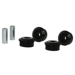 Whiteline Plus rear trailing arm bushing kit featuring synthetic elastomer bushings and metal components for Subaru.