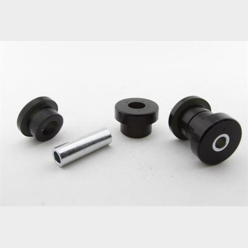 Whiteline Plus synthetic elastomer rear control arm bushing kit with metal sleeves and moly grease for Geo and Suzuki.