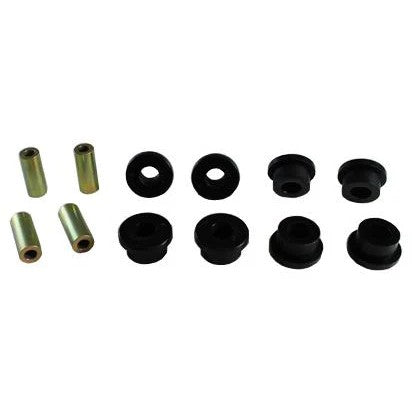 Whiteline Plus synthetic elastomer rear trailing arm upper bushing kit with internal grease reservoirs and hardware.