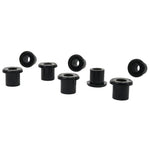 Black Whiteline Plus W71060 synthetic elastomer rear leaf spring and shackle bushings with molybdenum grease packet