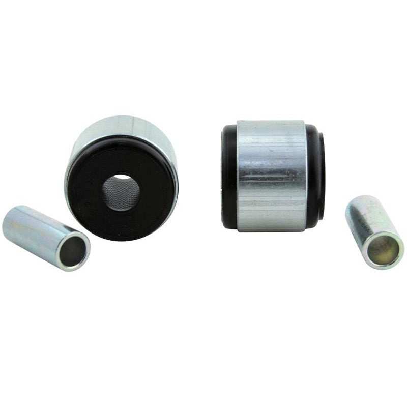 Whiteline Plus rear differential mount bushing with black synthetic elastomer and protective metal plating