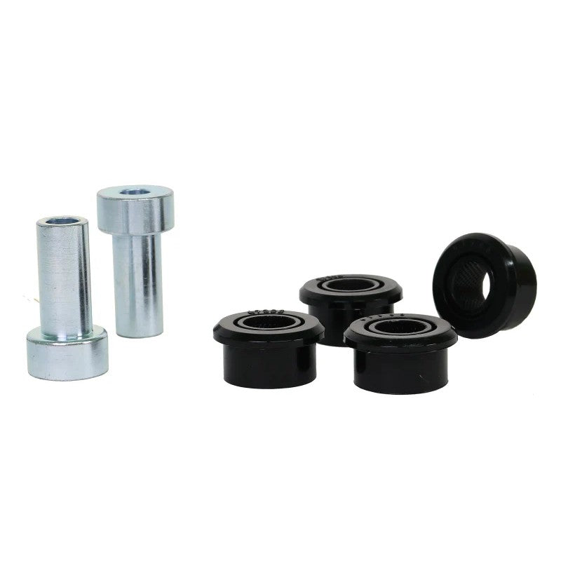 Whiteline Plus synthetic elastomer rear control arm upper outer bushings for 1999-2009 Subaru Legacy and Outback.