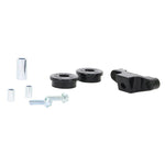 Whiteline KDT957 front gearbox linkage selector bushing kit featuring black synthetic elastomer and hardware.