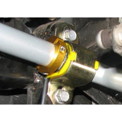 Pair of Whiteline silver aluminum split-collar sway bar lateral locks with installation hardware