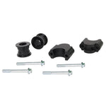 Whiteline KLC248 Sway Bar Link Drop Kit featuring black spacers, bushings, and high-strength mounting bolts.