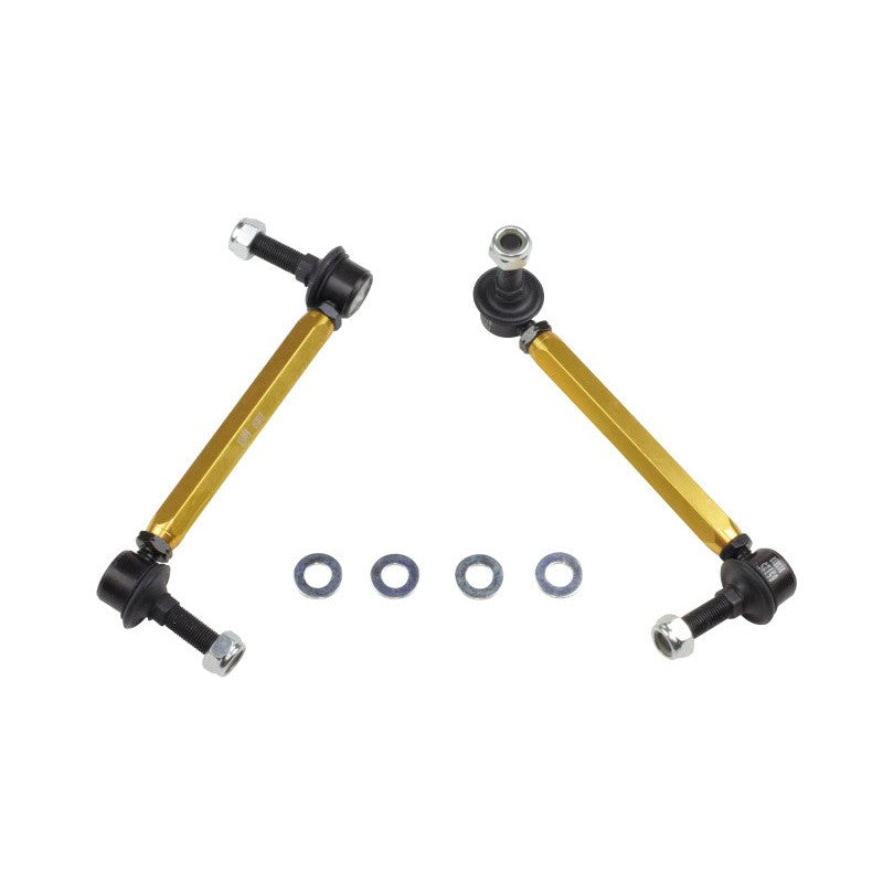 Whiteline KLC180-195 adjustable sway bar links with gold anodized alloy bodies and steel ball joint ends.