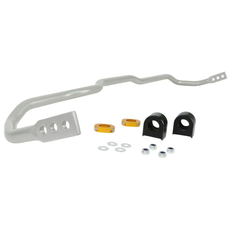 Whiteline BWF19XZ 24mm adjustable front sway bar with black powder coating and synthetic elastomer bushings.