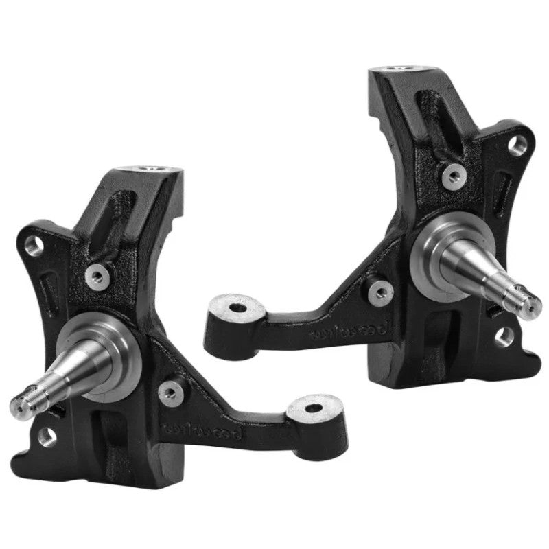Wilwood 831-15933 Pro Spindle kit featuring a pair of 2-inch drop cast steel spindles for 1988-1998 Chevrolet C1500