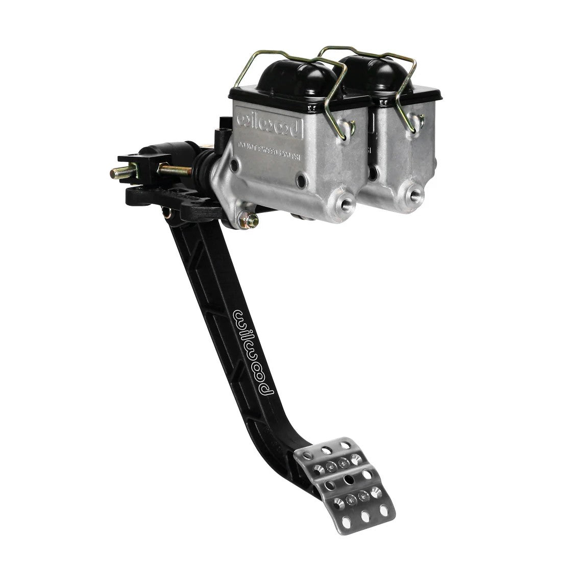 Wilwood forged aluminum reverse swing mount brake pedal assembly for dual master cylinders with 6.25:1 ratio arm