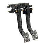 Wilwood forward swing mount dual brake and clutch pedal assembly with forged I-beam arms and adjustable waffled pads