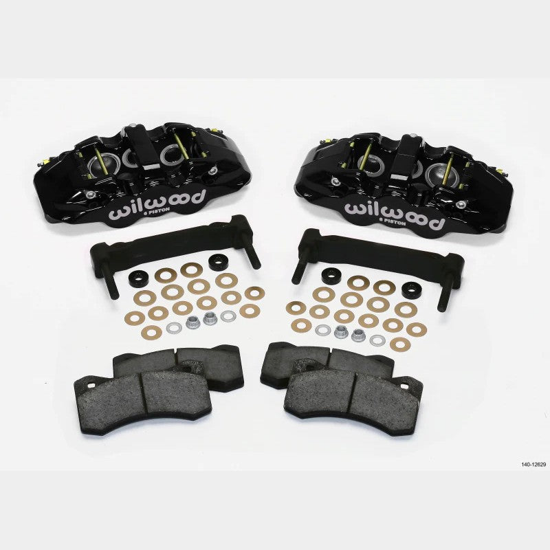 Wilwood AERO6 black 6-piston front brake calipers and mounting brackets for 1997-2013 Chevrolet Corvette
