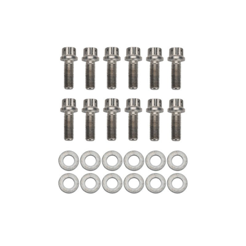 Stainless steel 12-point hardware from the Wilwood 230-8217 rotor bolt kit.