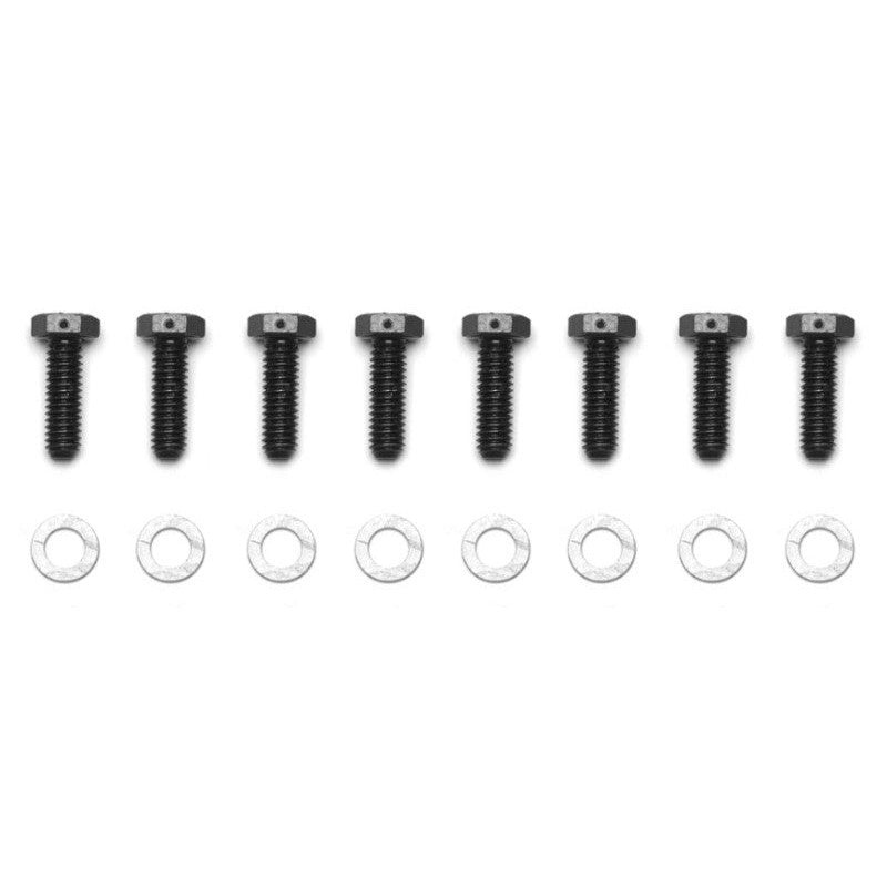 Set of eight Wilwood 5/16-18 thread by 1.00 inch long silver-finish brake rotor mounting bolts.