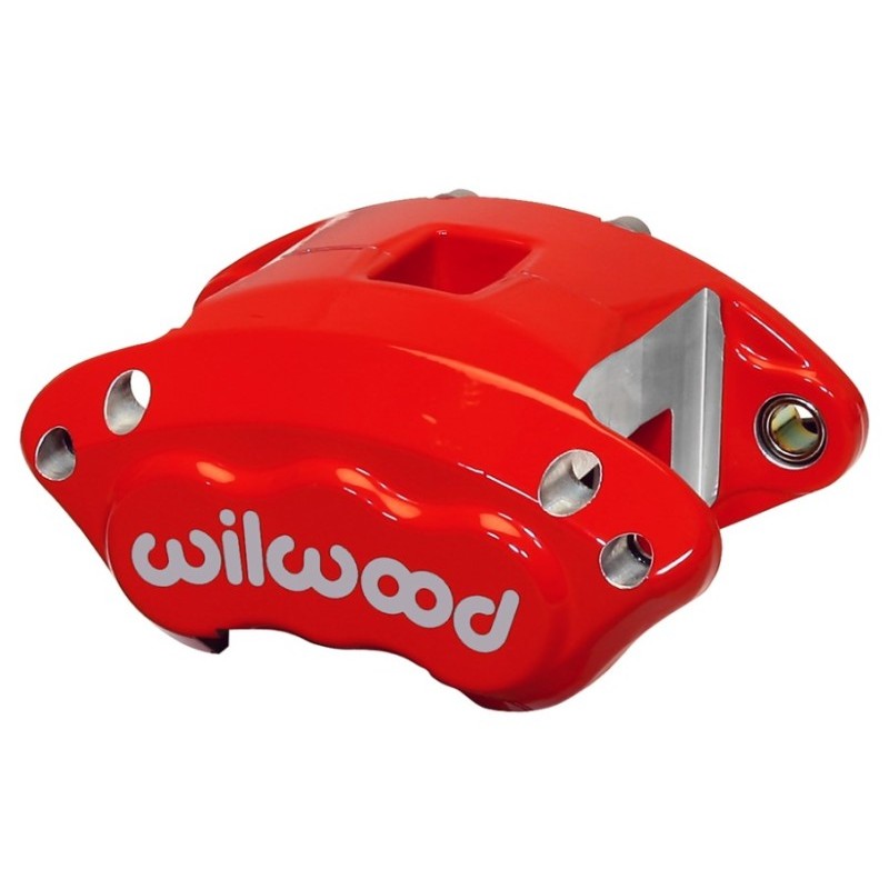 Red powder-coated Wilwood D52 forged aluminum dual piston brake caliper for 0.81-inch thick rotors