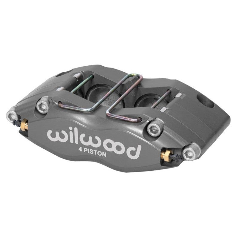 Anodized Wilwood DynaPro DPR-DS 4-piston radial mount caliper for 0.38 to 0.50 inch rotors.