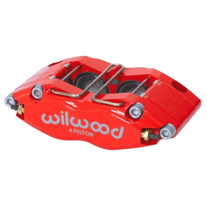 Red Wilwood Dynapro DPR-DS 4-piston radial mount brake caliper with dust seals
