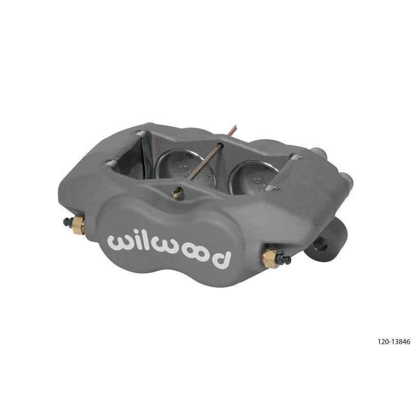 Wilwood Forged Dynalite brake caliper with 1.75 inch pistons and spacer-less bridge design for 1.10 inch wide rotors.