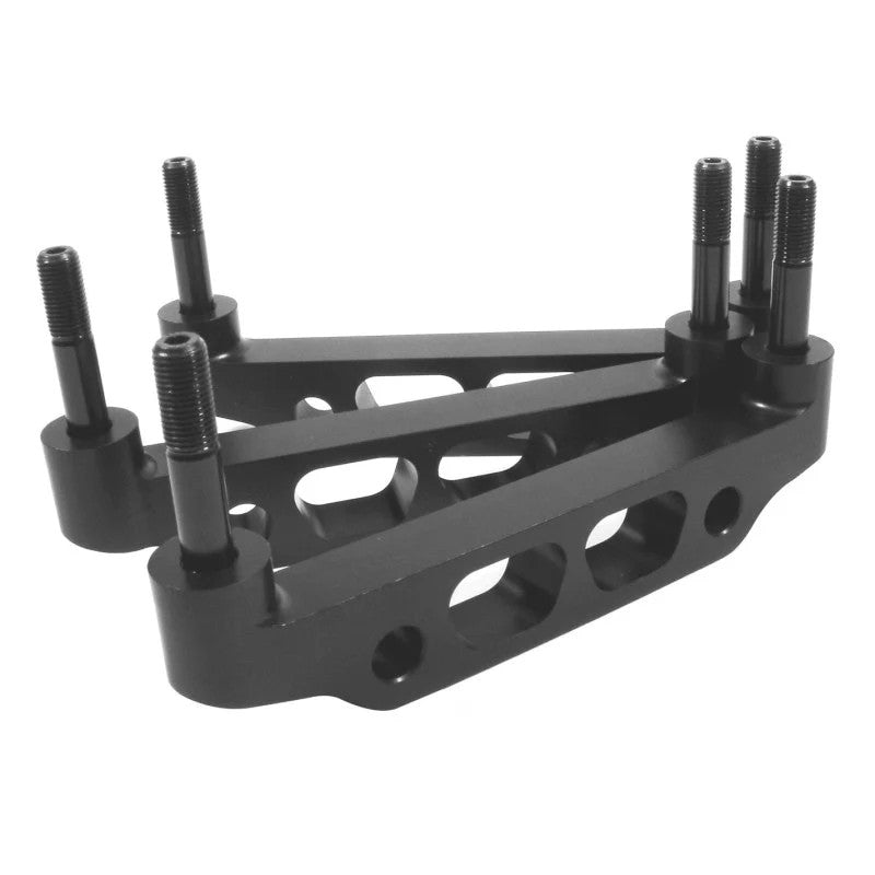Wilwood FSL6R caliper mounting bracket with mounting studs and adjustment shims for 3.50-inch radial mounting.