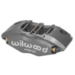 Wilwood Powerlite 4-piston radial mount brake caliper with 1.38-inch pistons and silver finish.
