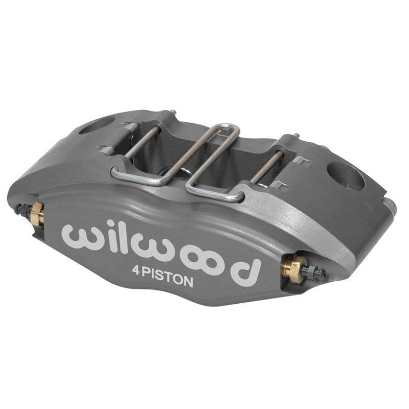 Wilwood Powerlite 4-piston radial mount brake caliper with 1.38-inch pistons and silver finish.