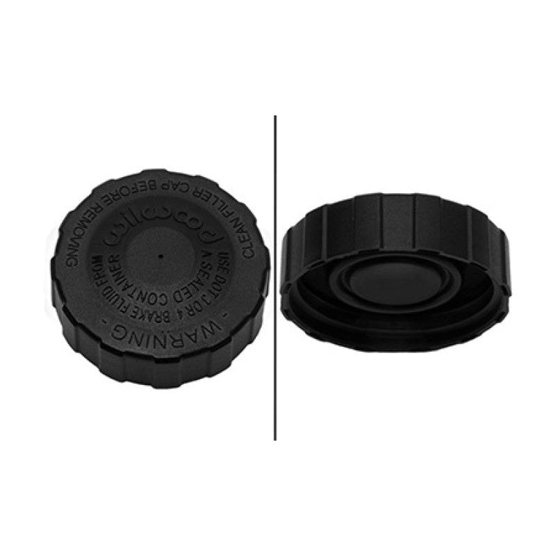 Wilwood nylon replacement cap with vented diaphragm for Girling remote reservoir master cylinders.