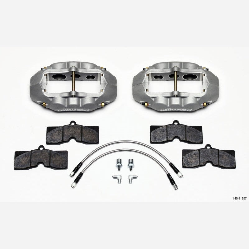 Wilwood D8-6 clear anodized 6-piston front brake caliper kit with stainless braided lines and pads for C3 Corvette