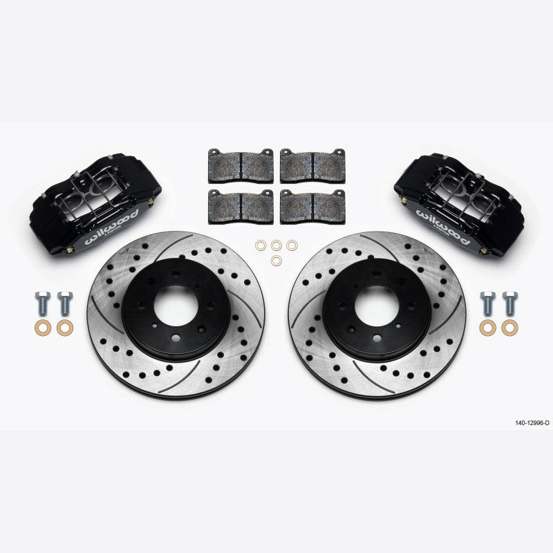 Wilwood DPHA forged billet 4-piston calipers and cross-drilled rotors for Acura and Honda 262mm brake systems