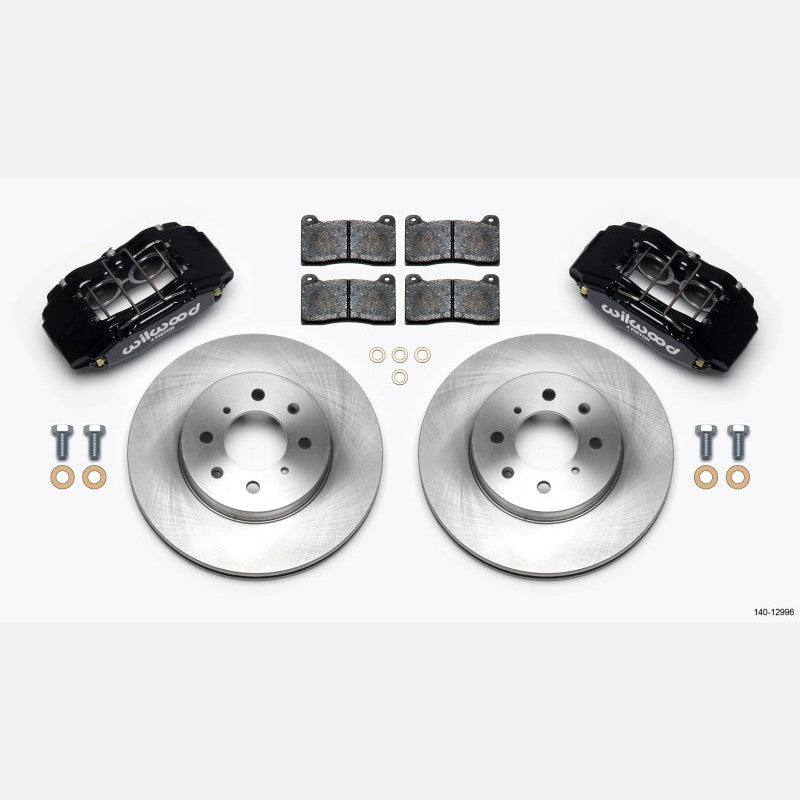 Wilwood DynaPro DPHA forged billet aluminum 4-piston front brake calipers in a high-gloss finish.