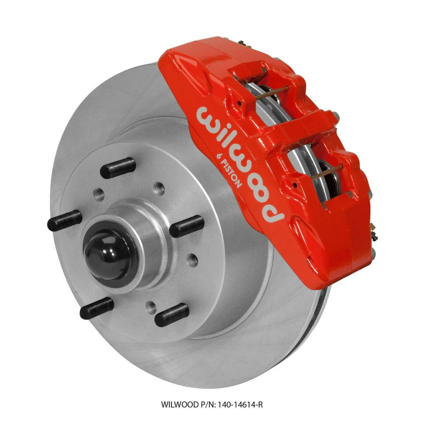Wilwood Dynapro 6 red six-piston calipers and one-piece 11.75-inch rotor and hub kit for 1968-1972 Ford F100