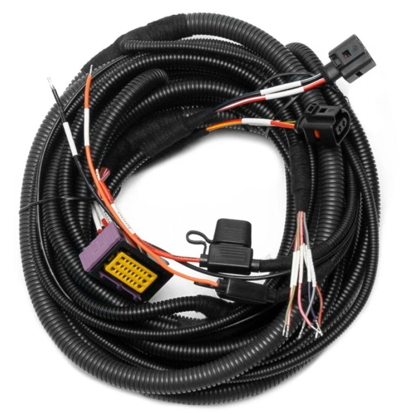 Wilwood electronic parking brake caliper wiring harness with weather-sealed connectors for EPB motor systems.