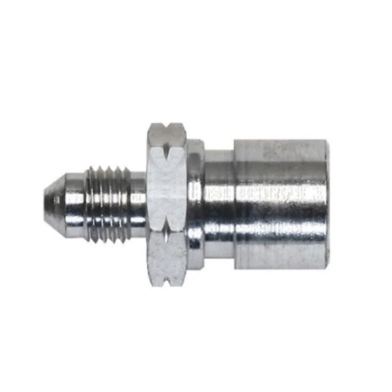 Wilwood 220-6413 steel brake fitting adapter featuring -3 AN and M10 x 1.0 inverted flare threads with zinc plating.