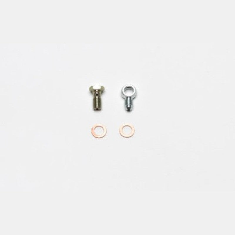 Wilwood 220-13674 Fitting Kit featuring a 3/8-24 banjo bolt, -3 AN male adapter, and copper crush washers.
