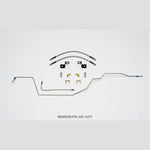 Wilwood 14-inch stainless steel braided brake flexline with -3 AN, M10-1.0 IF, and 1/8 NPT 90-degree fittings.