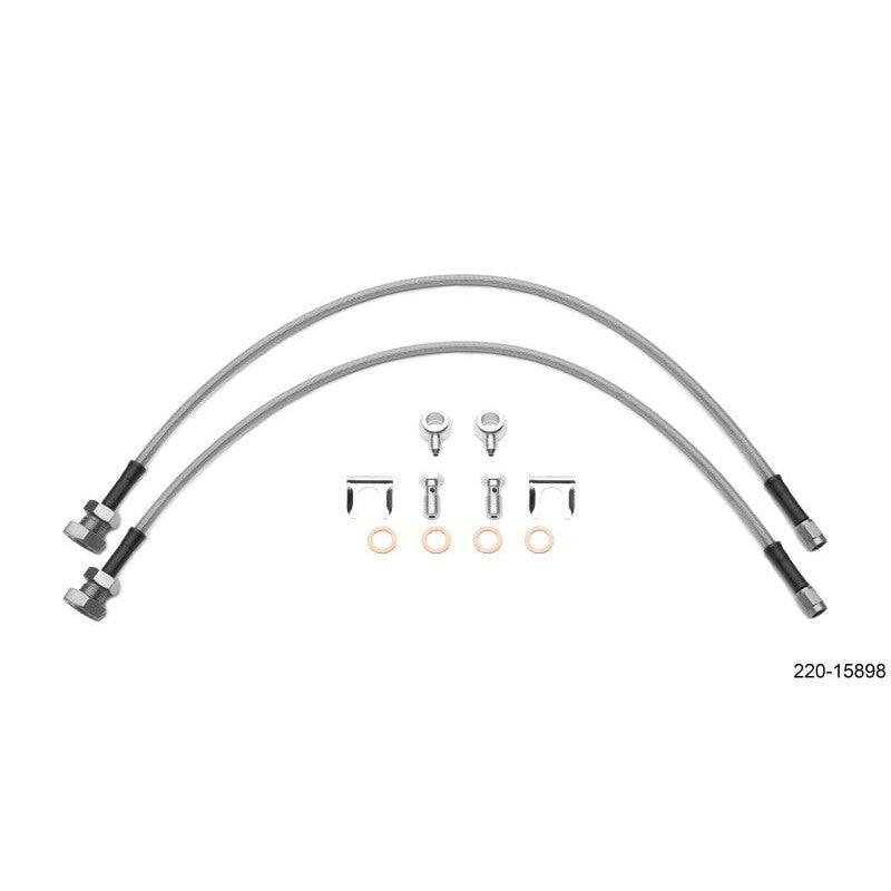 Wilwood stainless steel braided brake Flexline kit with 7/16-20 banjo and 5/8-26 male bulkhead fittings