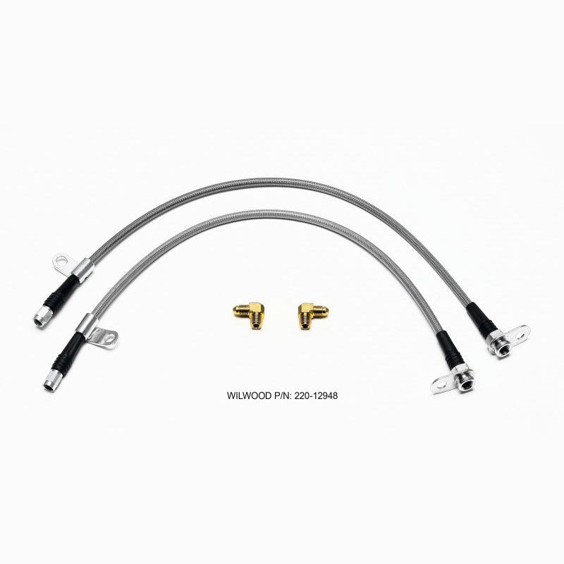 Wilwood 220-12948 Front Flexline braided stainless steel brake lines and fittings for 2005-2012 Mazda Miata.