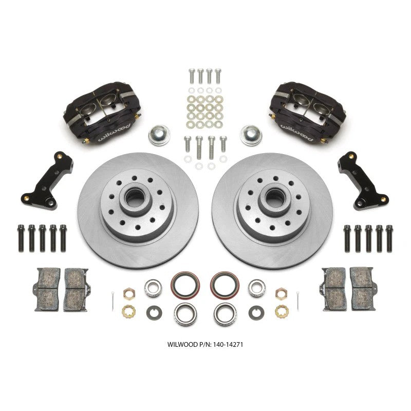 Wilwood Classic Series front brake kit with 4-piston Forged Dynalite calipers and 11.03-inch one-piece hub and rotor.
