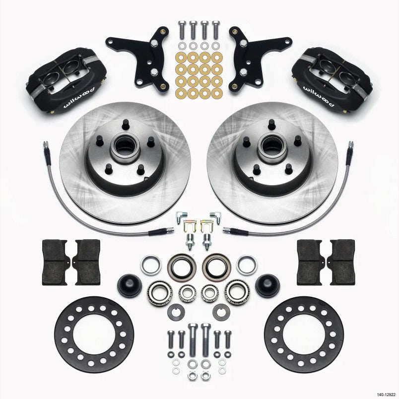 Wilwood Forged Dynalite front disc brake conversion kit with 11.28 inch rotors and hub assemblies for 1954-1956 Ford