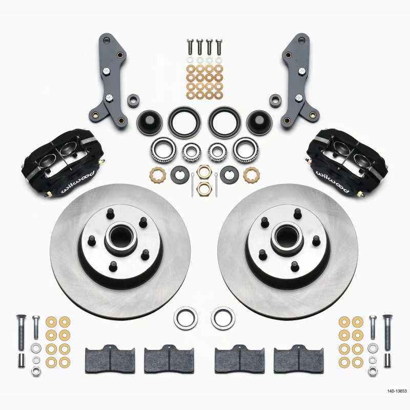 Wilwood Forged Dynalite-M front disc brake kit featuring 4-piston calipers and 11.30-inch one-piece rotors with hubs.