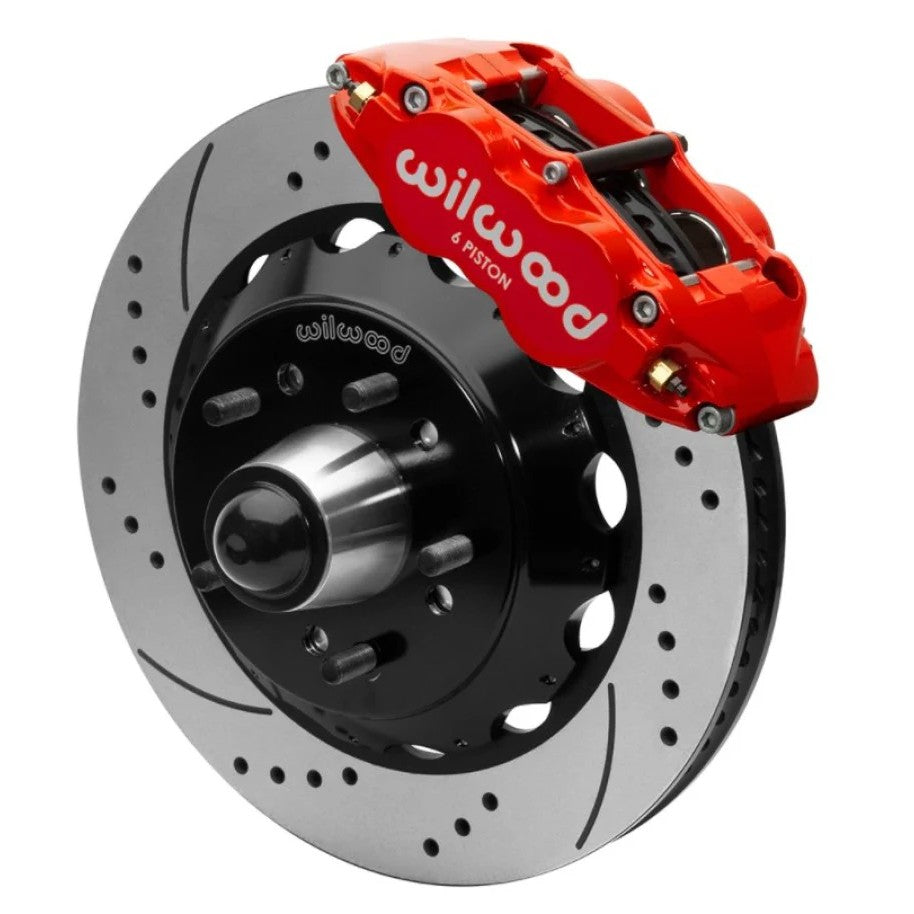 Wilwood Forged Narrow Superlite 6R front big brake kit featuring red 6-piston calipers and 14-inch rotors