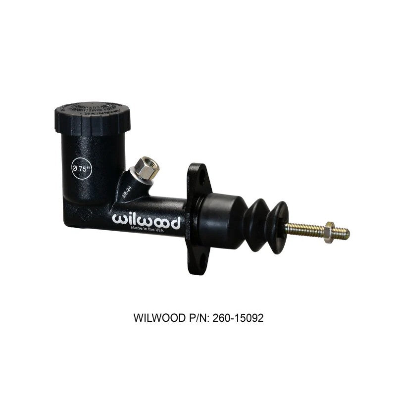 Wilwood GS Compact Remote Master Cylinder with .810 inch bore and protective black e-coat finish.