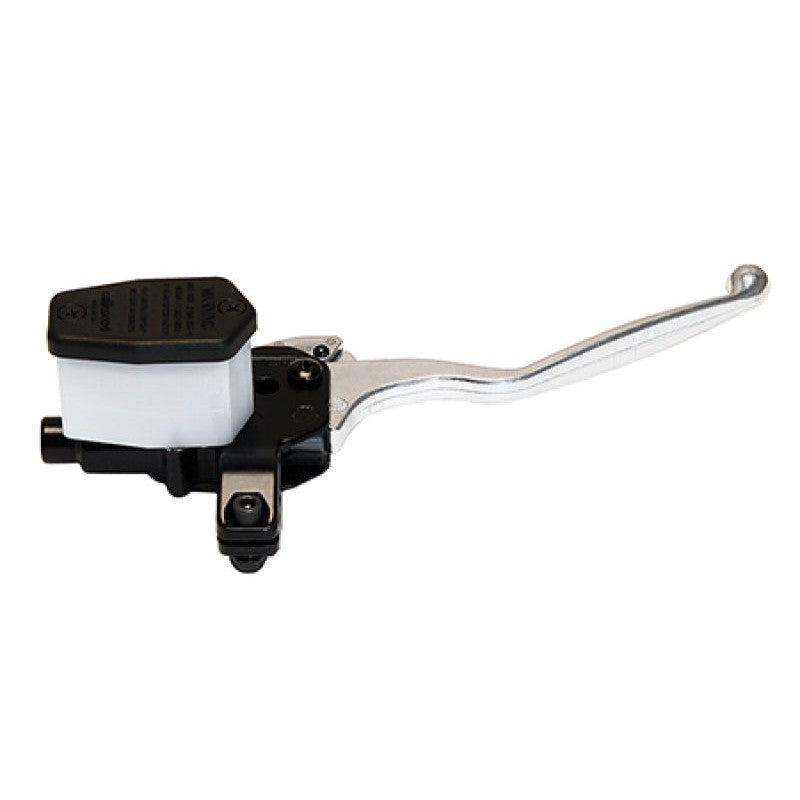 Wilwood 5/8 inch bore right hand handlebar master cylinder with split clamp and integrated parking brake lock.
