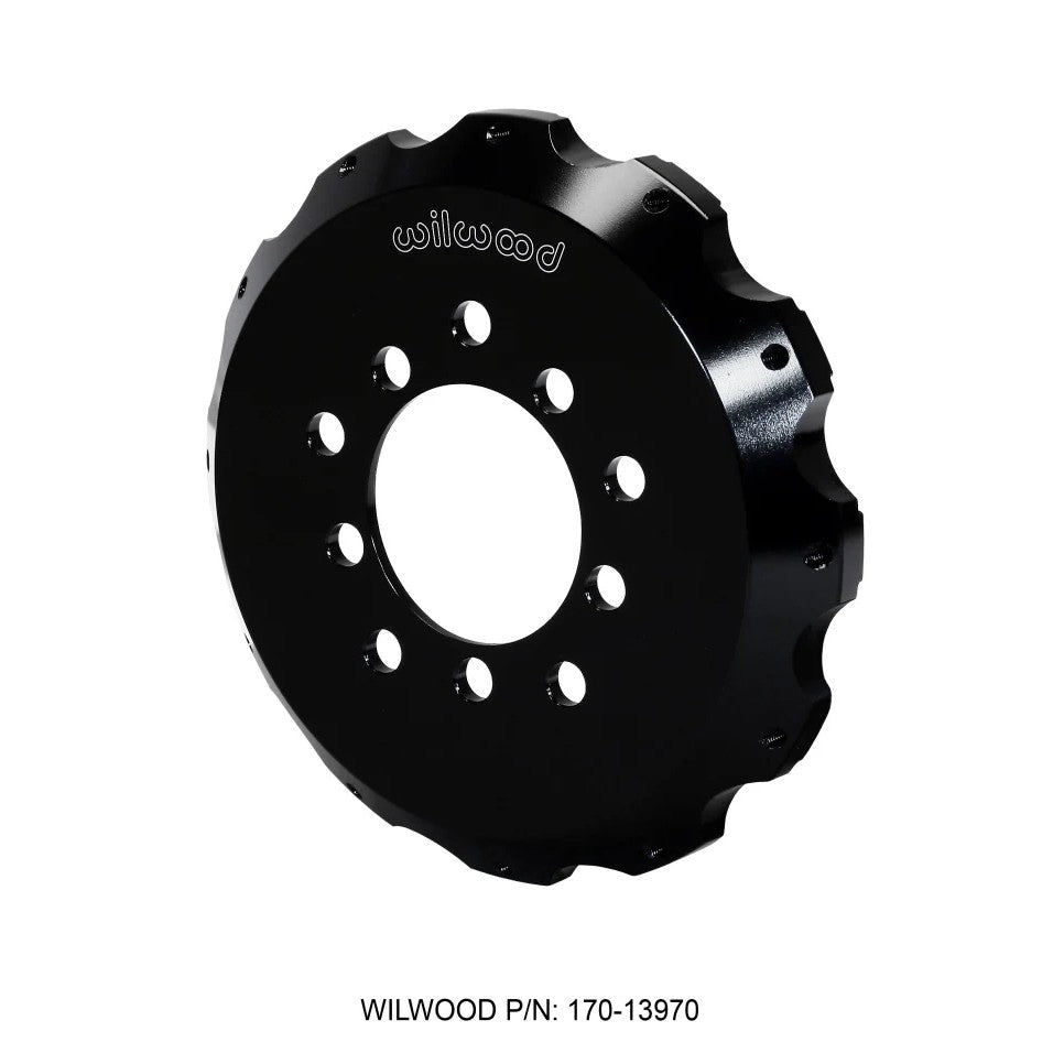 Wilwood aluminum GT series big brake flared bell rotor hat with 12-bolt mount pattern and dual wheel bolt patterns.