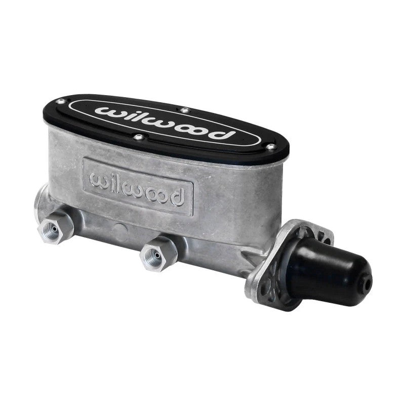 Wilwood tandem aluminum master cylinder with 1 inch bore and side-mounted fluid outlet ports