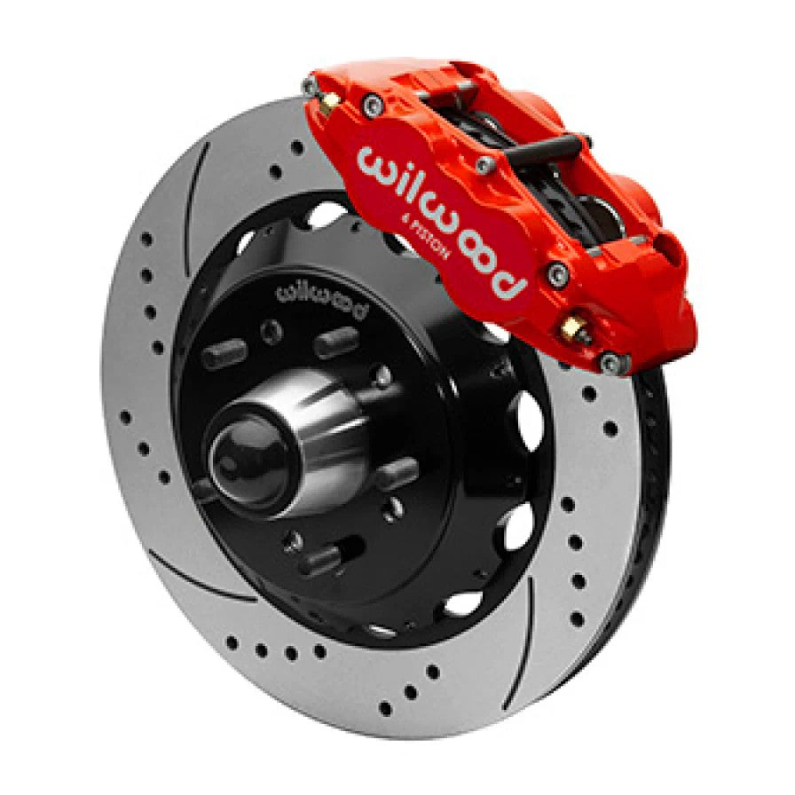 Wilwood Narrow Superlight 6R front brake kit featuring red 6-piston calipers and 14-inch rotors for GMC trucks