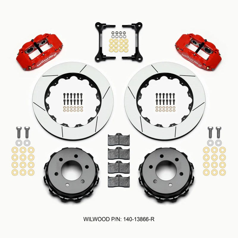 Wilwood Narrow Superlite 4R rear big brake kit with red four-piston calipers and 14.25-inch rotors for Ford F-150.