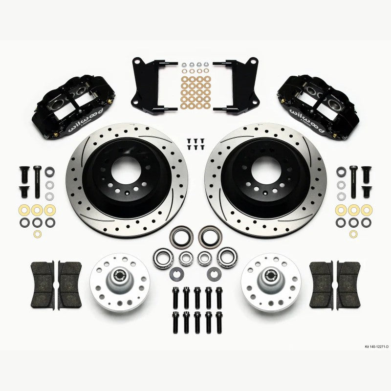 Wilwood FNSL6R front brake kit with 6-piston calipers and 12.88-inch drilled and slotted one-piece rotors.