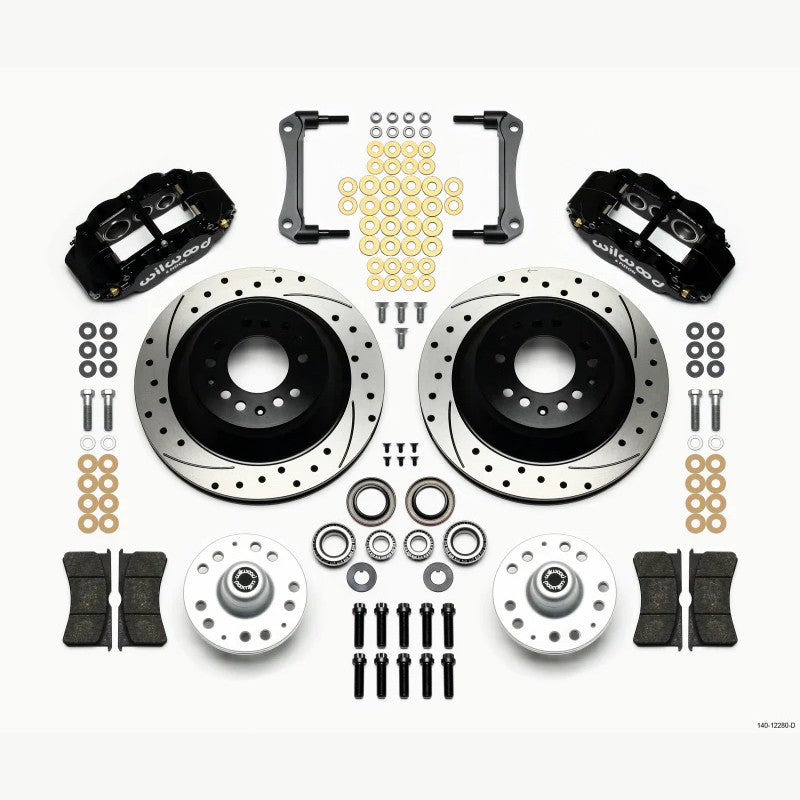 Wilwood Forged Narrow Superlite 6R front hub and 12.88-inch drilled 1-piece rotor kit for 1979-1990 GM vehicles.